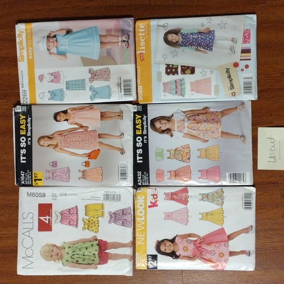 Lot 9 Little Girls Clothes Sewing Patterns 3 Cut & 6 Uncut Sz 1/2 to 8 Hobby - Picture 4 of 4